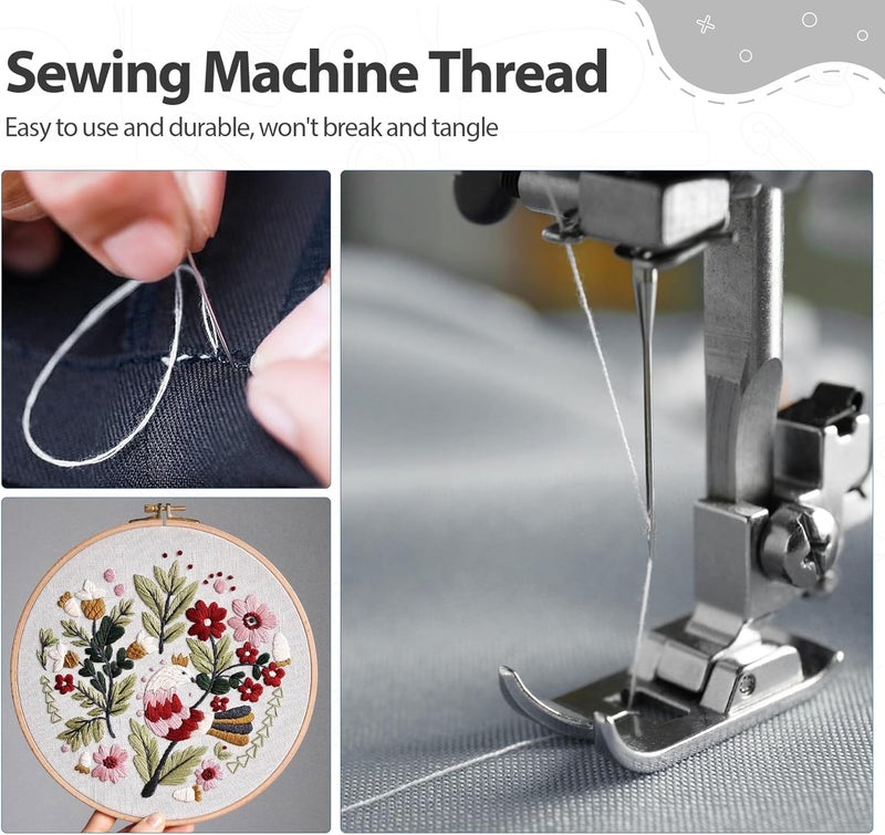 StiVerse 4 Pack White Sewing Thread, Serger Thread Cones of 3000 Yards Each, All Purpose Polyester Sewing Serger, Quilting, Piecing, Overlock Machine - Image 5